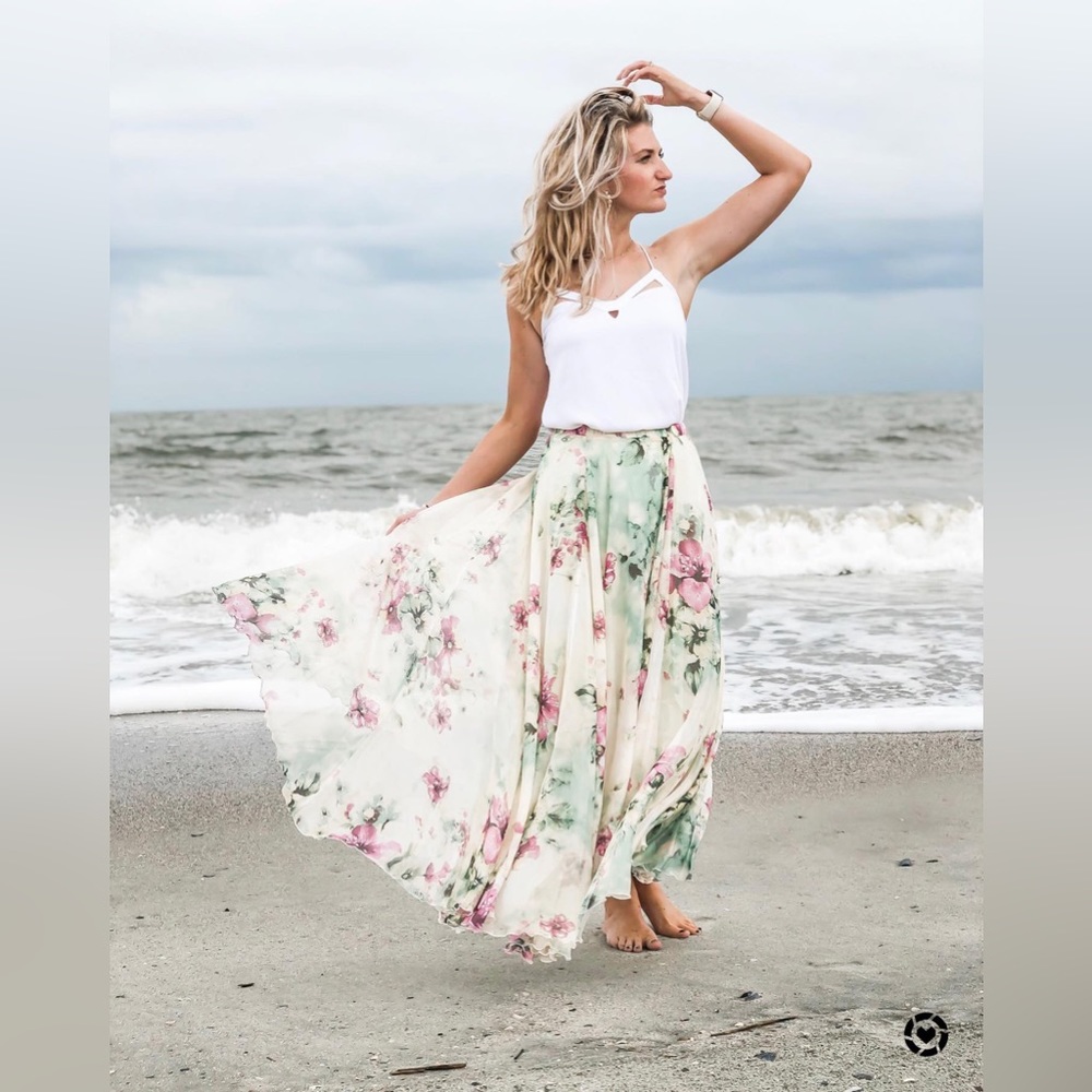 New FLORAL AND FRILL MAXI SKIRT - Picture 13 of 16